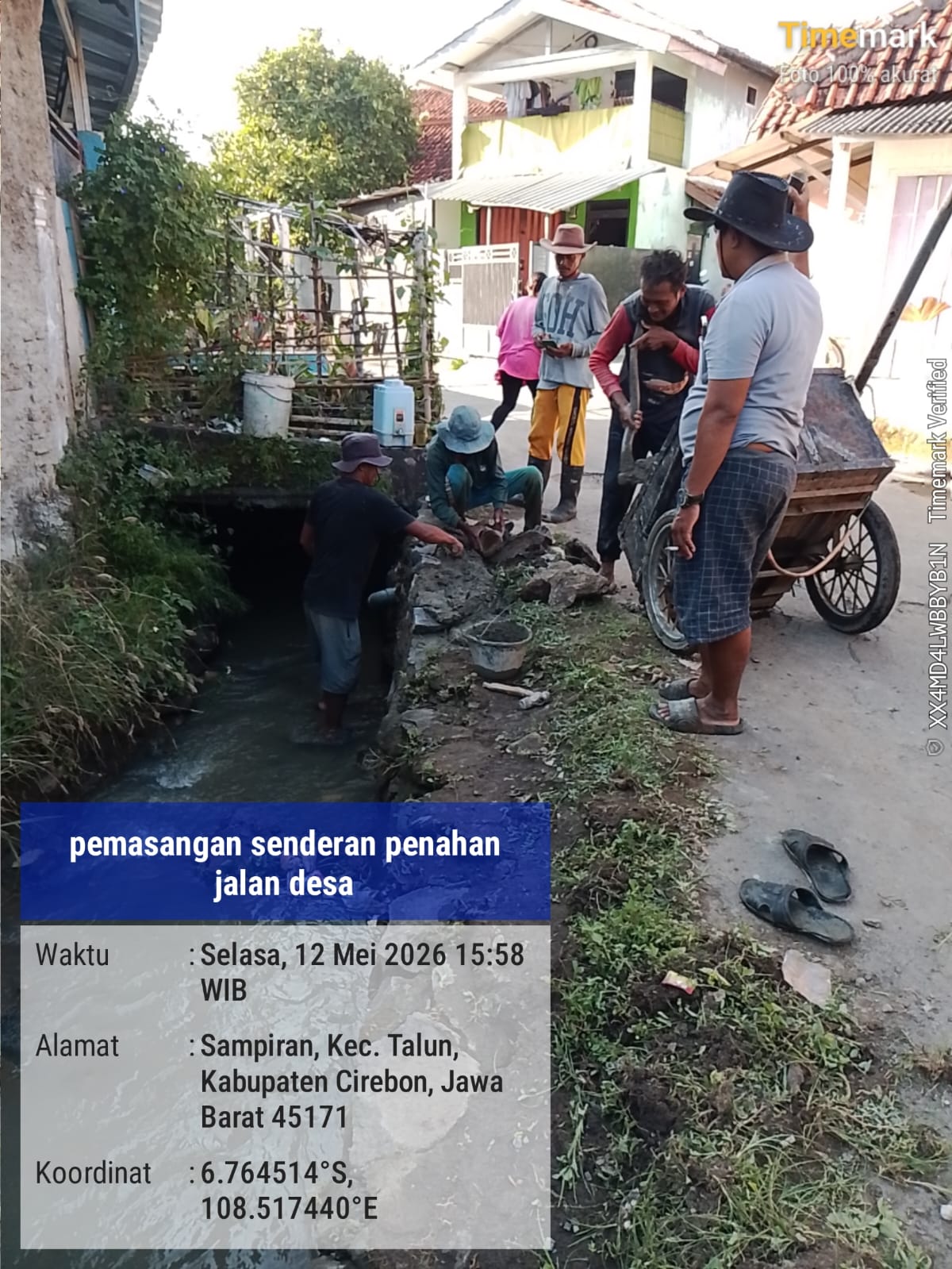 Gotong Royong Perbaikan Tanggul Penahan Tanah Dusun Sampiran Rampung
