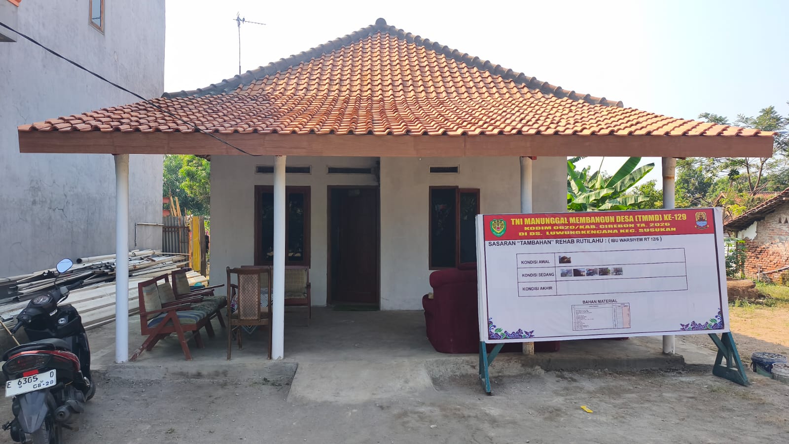 Semangat Gotong Royong Berbuah Hasil, Rehab Rumah Ibu Warsiyem Tuntas dalam Program TMMD ke-129 Kodim 0620/Kabupaten Cirebon